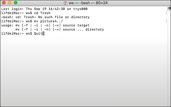Mac 터미널로 휴지통에서 삭제된 파일 복구