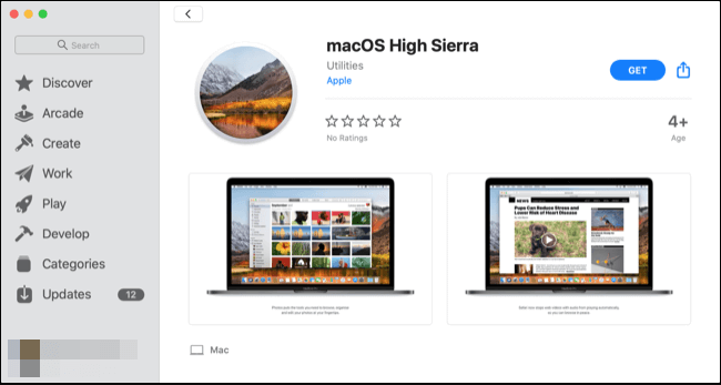 App Store에서 macOS 이름 검색