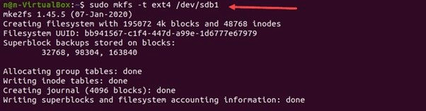 디스크 파티션을 ext4로 포맷