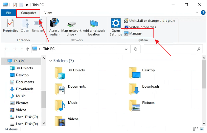 컴퓨터 관리 클릭