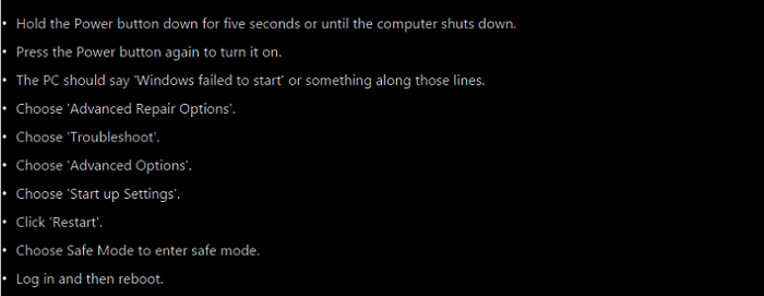 Windows 10을 수정하기 위해 안전 모드로 들어가 파일 설치 준비가 멈춤