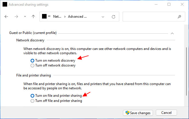 파일 공유 활성화