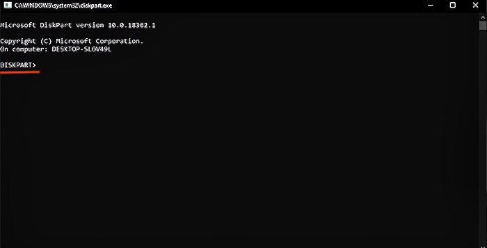 cmd에 diskpart 입력