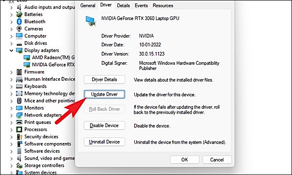 드라이버 업데이트 클릭