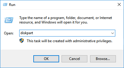 쓰기 명령 diskpart