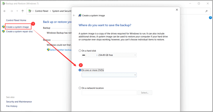 백업 및 DVD 복원