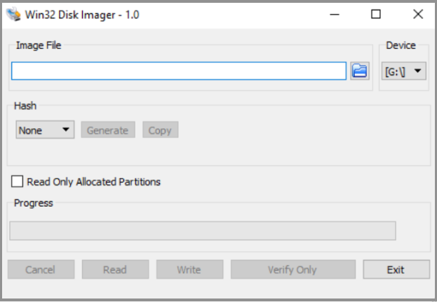 Win32 디스크 이미저 설치 및 실행