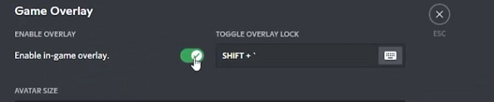 게임 오버레이 활성화