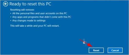 재설정을 클릭하십시오