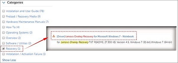 Lenovo에 대한 복구 선택
