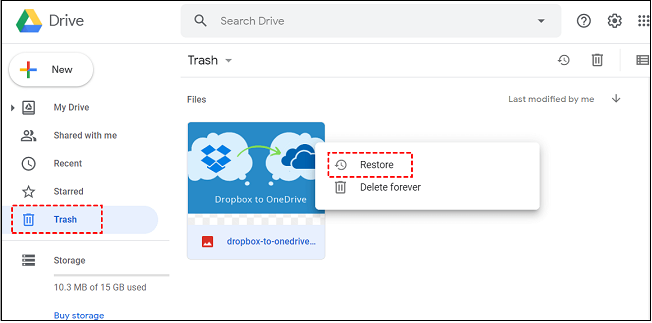 복원 옵션을 누르십시오