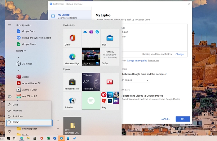 Windows PC 다시 시작