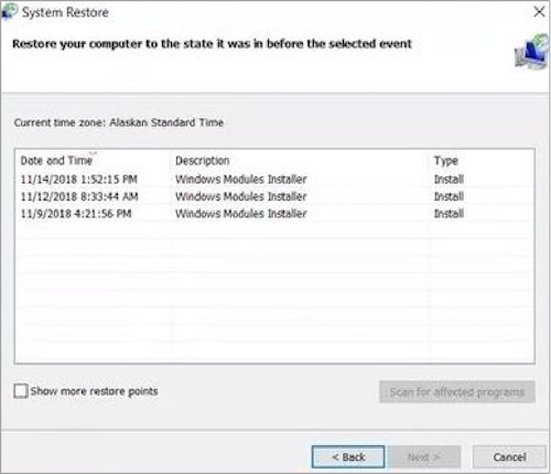 시스템 복원 지점