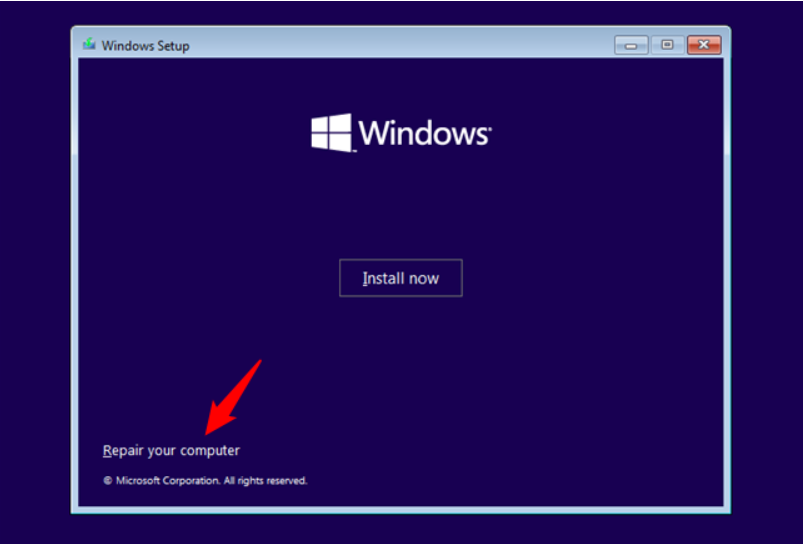 Windows 설치 미디어 실행