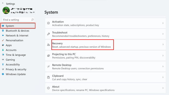 Windows 11을 Windows 10으로 되돌리기 1단계