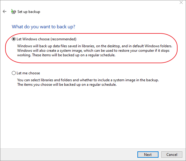 백업 내용 선택