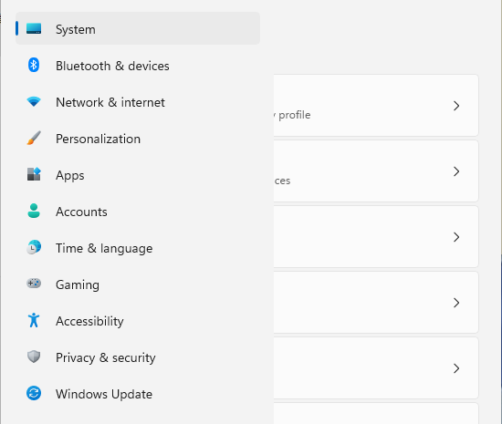 사이드바에서 개인화 클릭