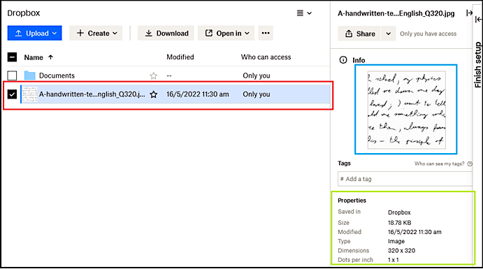 드롭박스에서 파일 확인