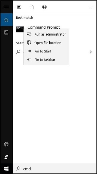 CMD를 삽입하고 마우스 오른쪽 버튼을 클릭하십시오.