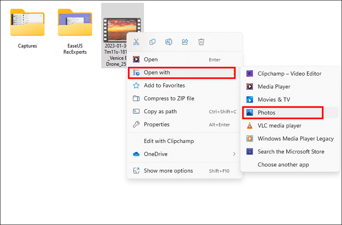 사진을 통해 다운로드한 YouTube 비디오 열기