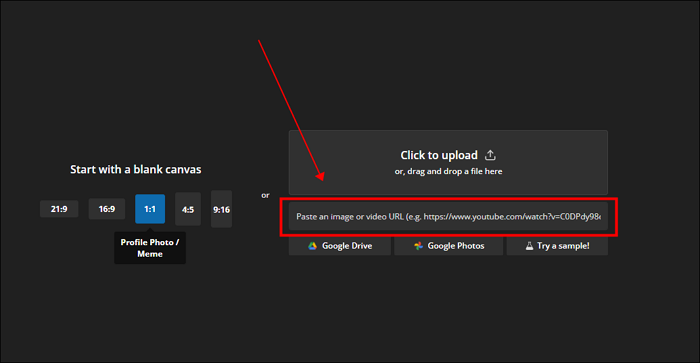 상자에 YouTube 동영상 URL을 입력하세요.