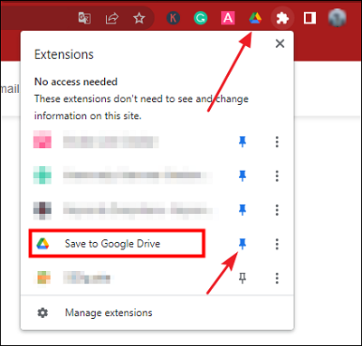 확장 프로그램을 고정하세요