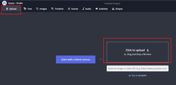 비디오를 Kapwing으로 드래그