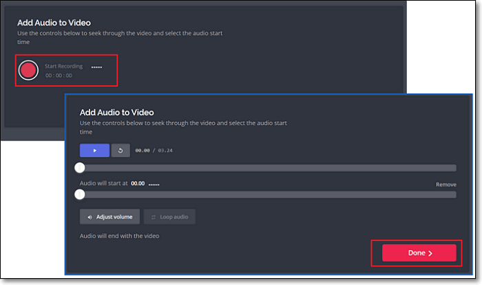 온라인 비디오에 음성 추가 완료