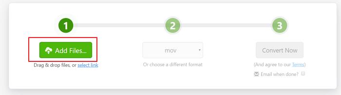zamzar에 비디오 업로드