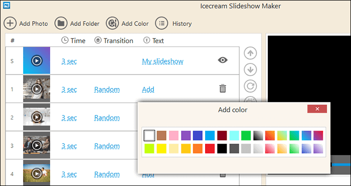 icesream slideshow maker 슬라이드 추가