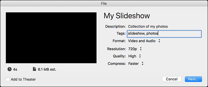 imovie slideshow 저장하기