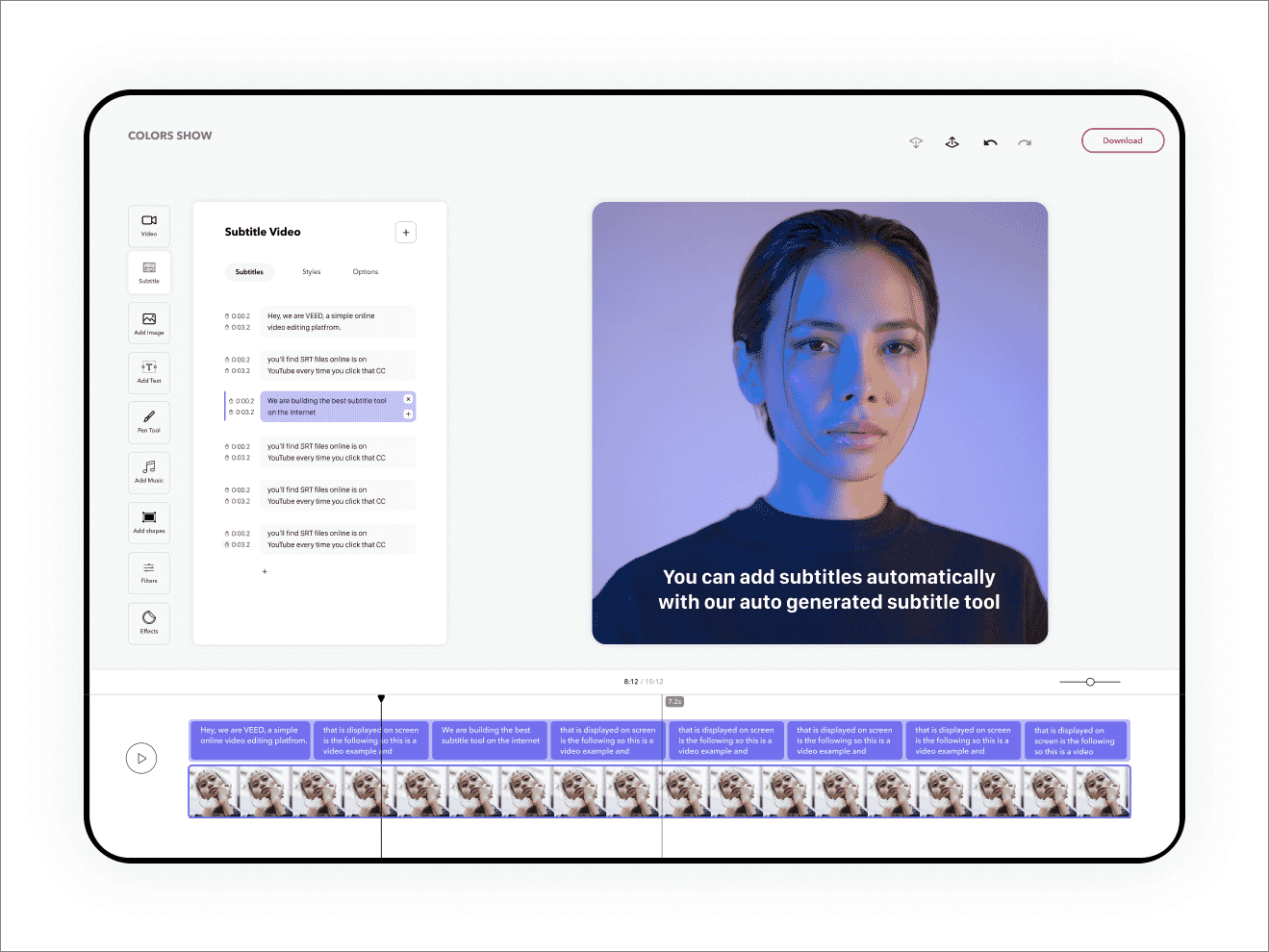 veed 자막 편집기