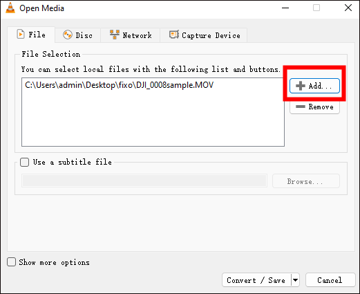 입력 파일 추가
