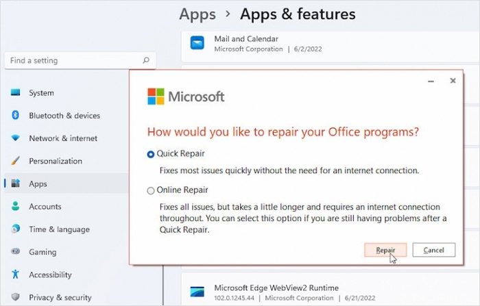 Microsoft 365 복구