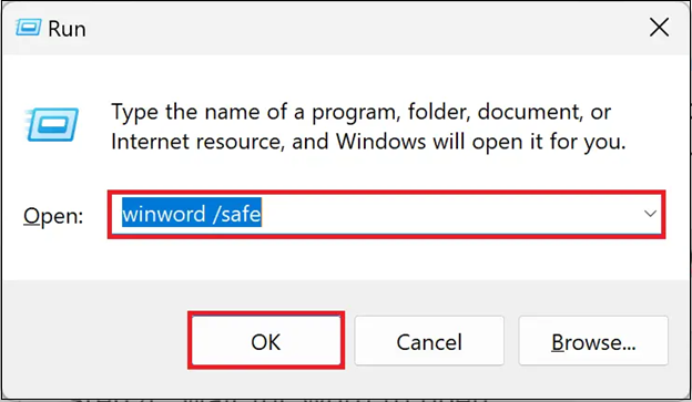 안전 모드의 MS Word