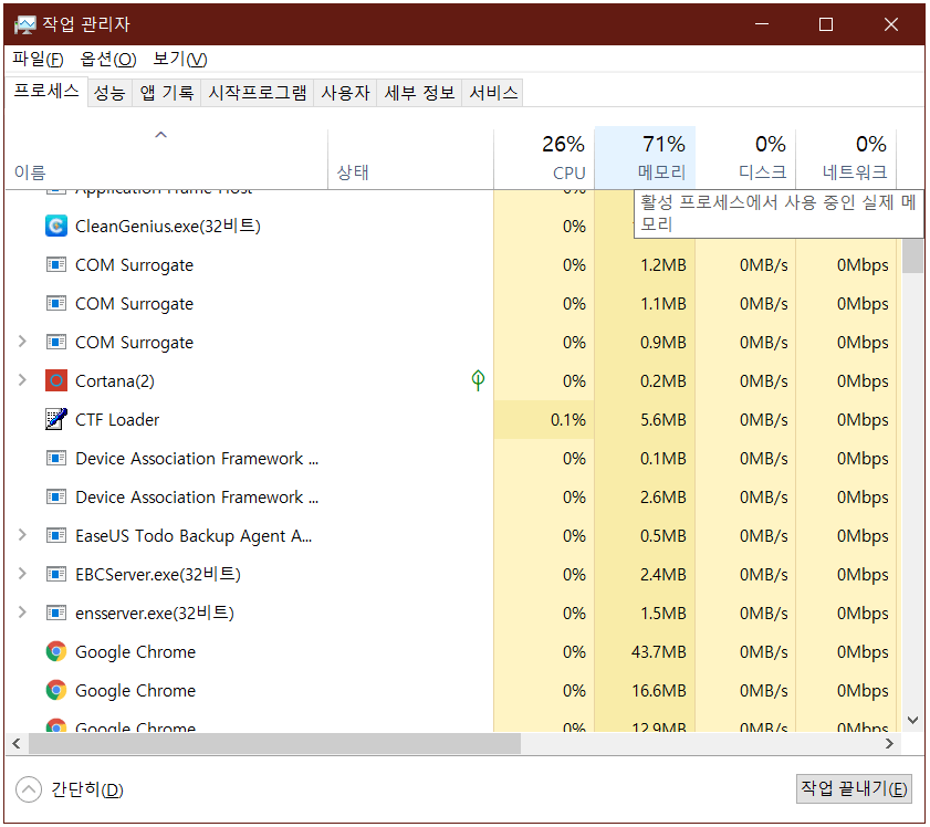 작업 관리자 열기