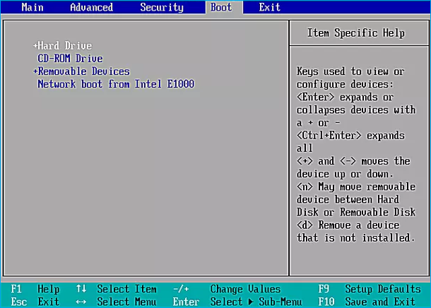 BIOS 설정에서 원하는 부팅 드라이브를 선택하세요
