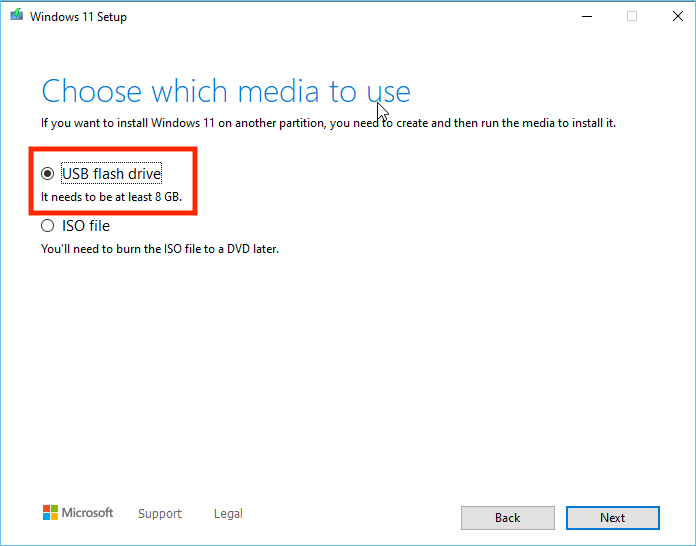 USB 플래시 드라이브를 선택