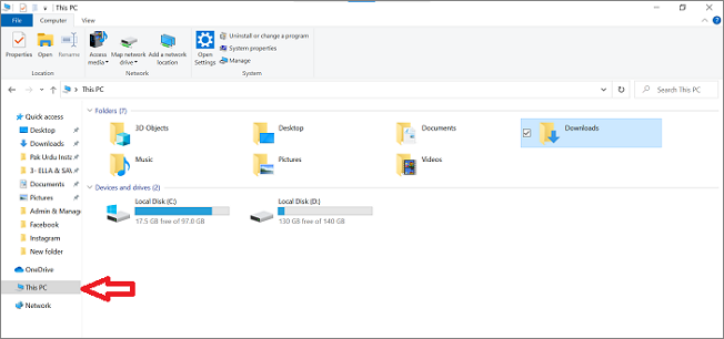 이 PC를 클릭하세요