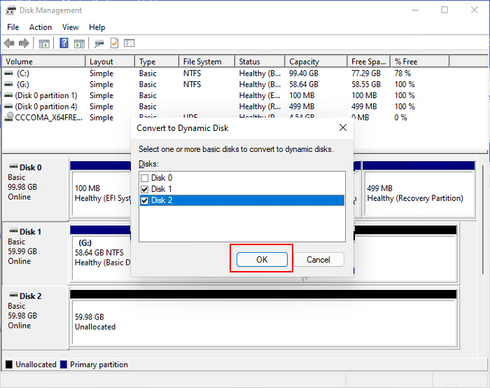 디스크 변환 선택