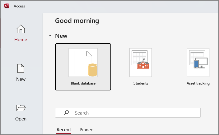 빈 데이터베이스 만들기