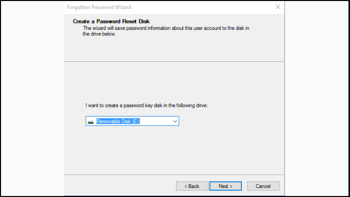 암호 생성-디스크 재설정