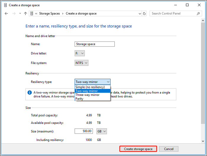 저장 공간 생성