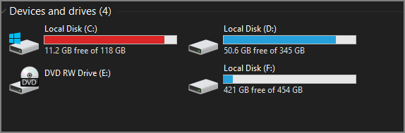 장치 및 드라이브 섹션