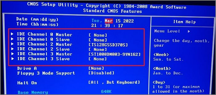 IDE 드라이브 강제 감지