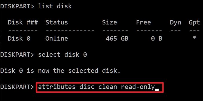 읽기 전용 제거