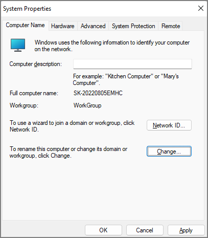 컴퓨터 이름 바꾸기
