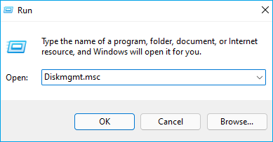 디스크 관리 실행