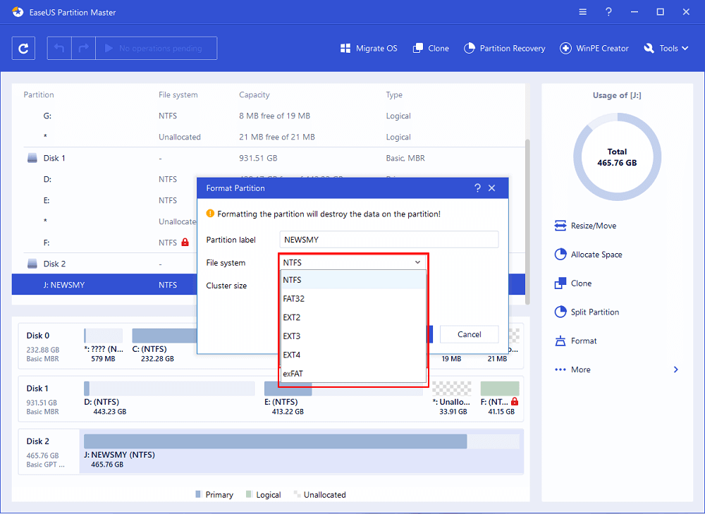 외장 하드 드라이브/USB/SD 카드 포맷 - 2