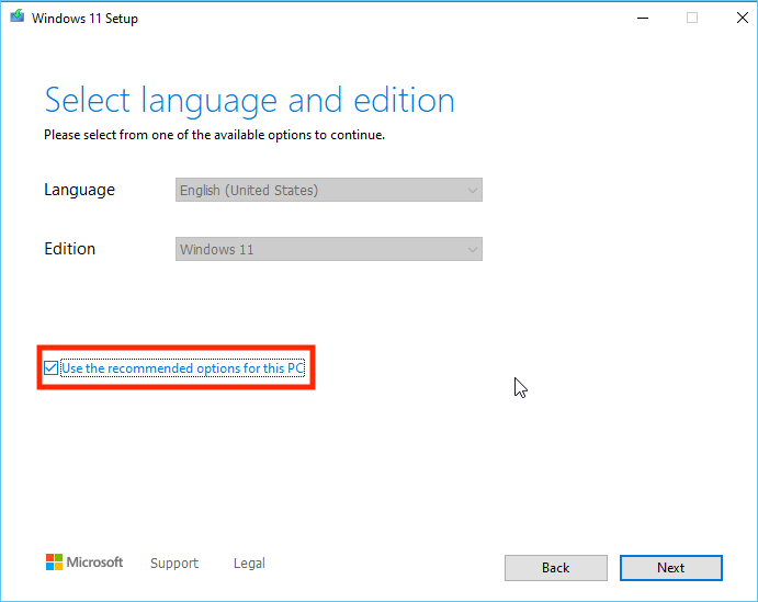 권장 옵션 사용